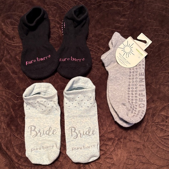 Pure Barre/Aerie Grippy Sock Bundle - Black/Aqua/Gray - Picture 1 of 9